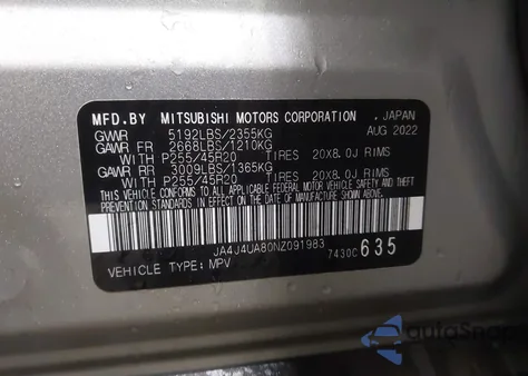 2022 Mitsubishi Outlander Black Edition S-Awc/Se 2.5 S-Awc/Se Launch Edition S-Awc из США, поврежденный, VIN JA4J4UA80NZ091983